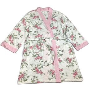 Carol Hochman Cotton Blend Floral Long Sleeve Short Kimono Robe with pockets